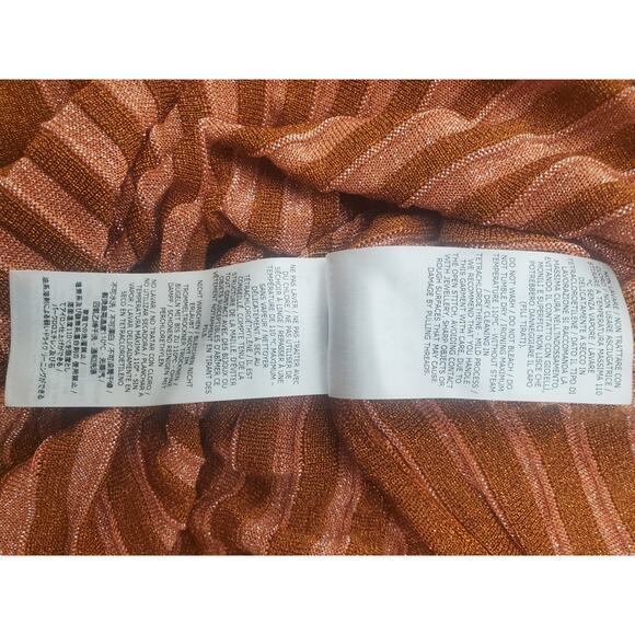 Stella McCartney Metallic Degrade Pleated Knit Midi Dress Striped key hole Sz 46 - Picture 9 of 11